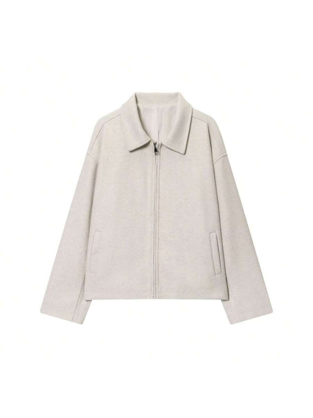 Autumn Minimalist Wool Blend Zip Lapel Jacket