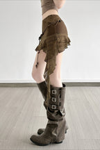Mermaid Style Asymmetric Ruffle Skirt
