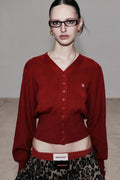 Embroidered Cotton V Neck Cardigan