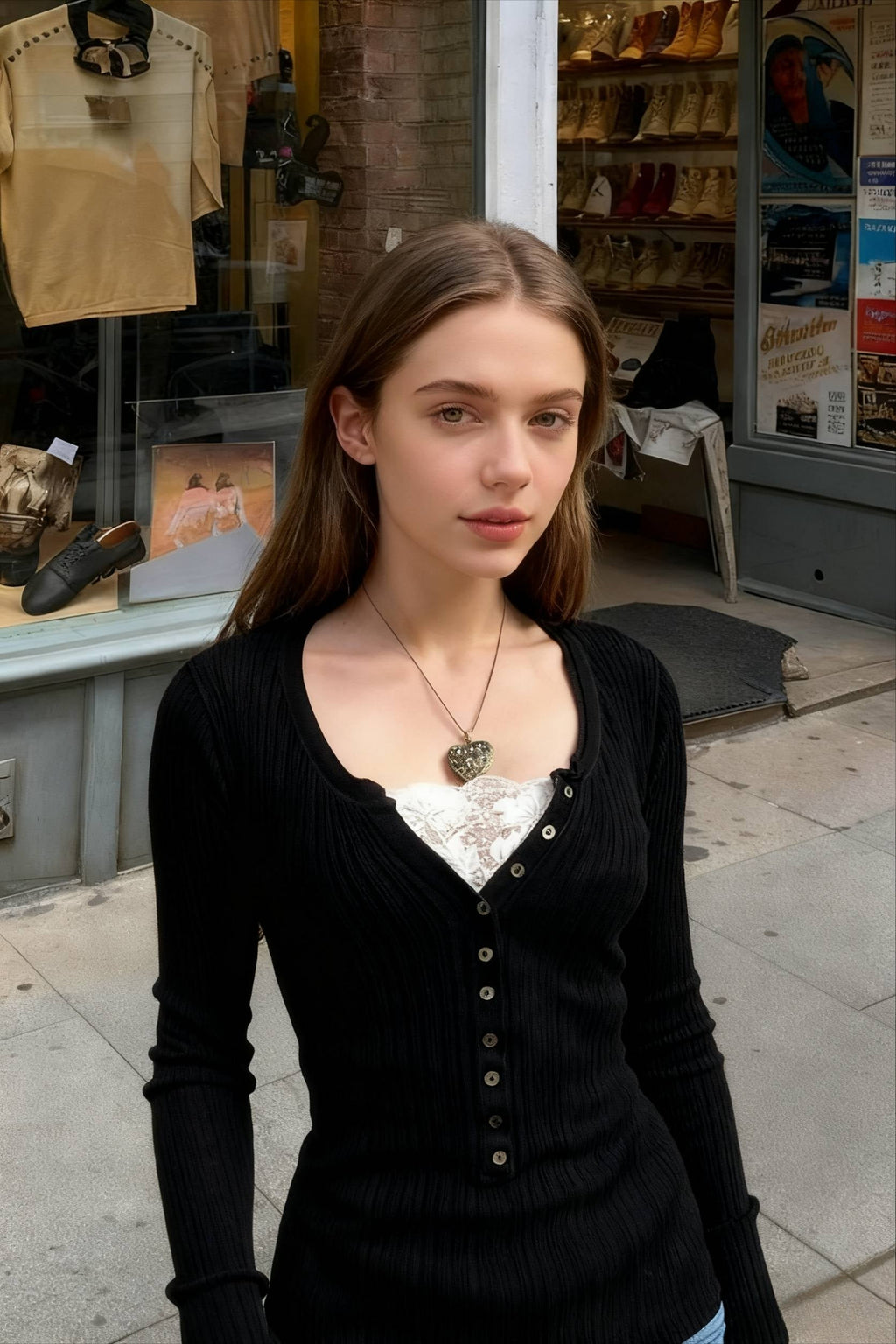 Lace Paneled Graceful Brown Tank Top