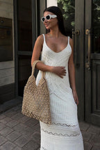 Cami UNeck Crochet Knit Maxi Sweater Dress