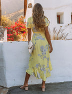 Honey Grove High Low Wrap Maxi Dress Yellow