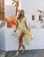 Honey Grove High Low Wrap Maxi Dress Yellow