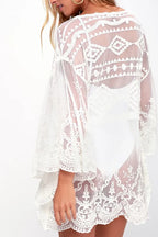 Skylar Embroidered Bell Sleeve Cover-up