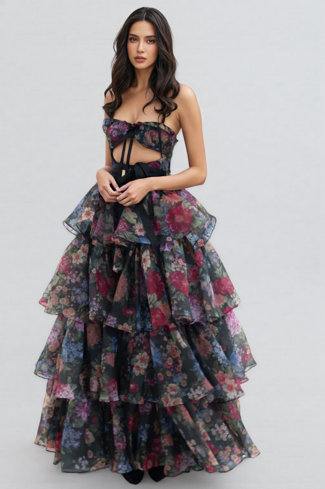 Jary Strapless Floral Maxi Dress