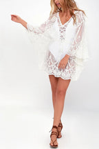 Skylar Embroidered Bell Sleeve Cover-up
