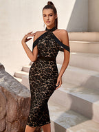 Dress Slim FitElegant Tight Cinched Waist Slim Fit Party Wedding Party