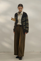 Textured Stripe Color Block Cardigan