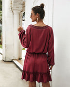 Lena Satin Midi Dress Marsala