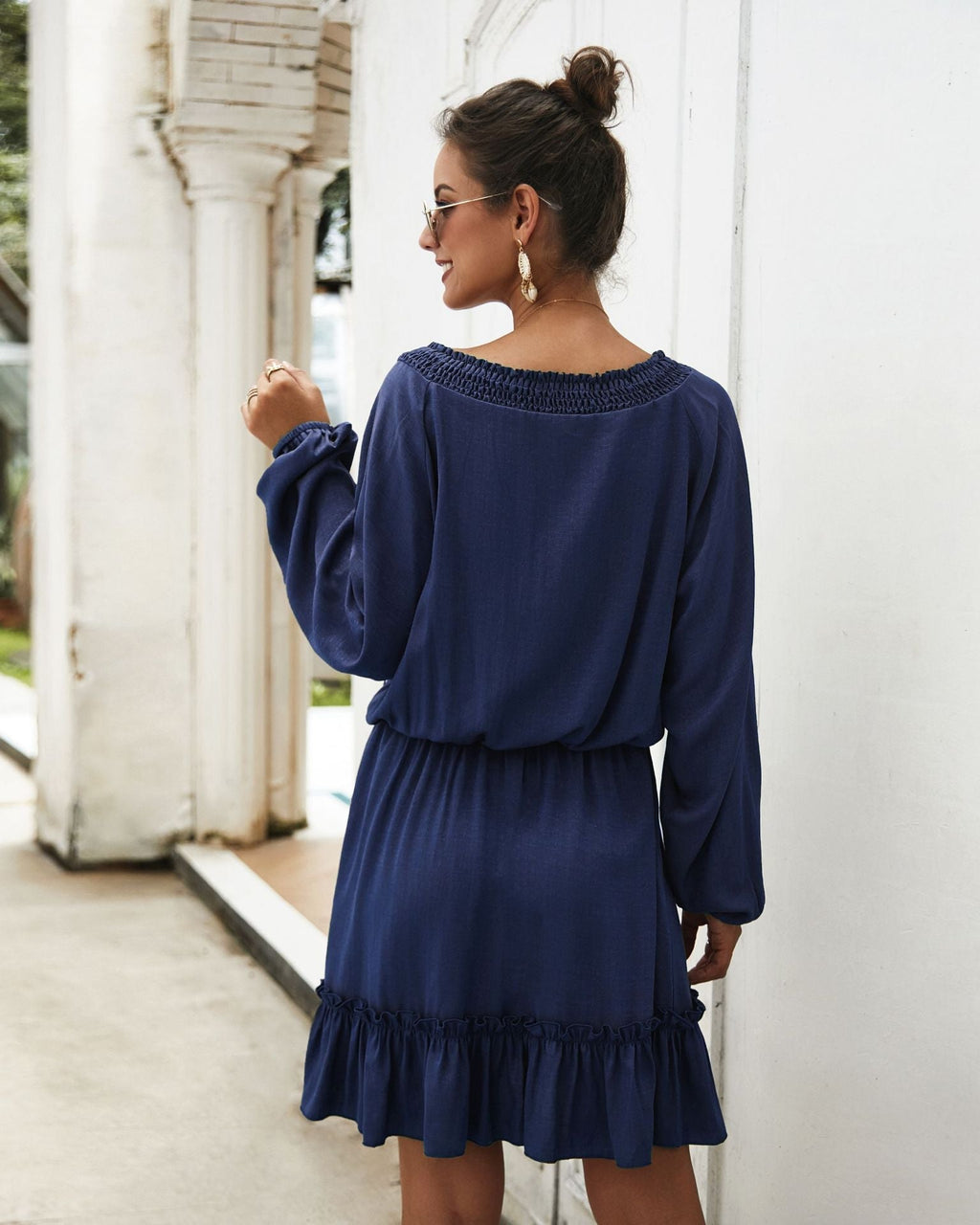 Lena Satin Midi Dress Navy
