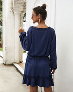 Lena Satin Midi Dress Navy