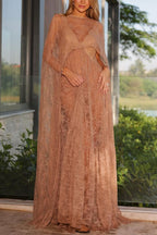 Carissa Floral Lace V-neck Wide Shoulder Straps A-line Maxi Dress