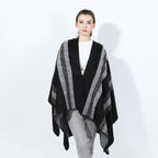 Fashionable Jacquard Silk Imitationcashmere Split Cape Scarf