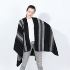 Fashionable Jacquard Silk Imitationcashmere Split Cape Scarf