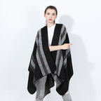 Fashionable Jacquard Silk Imitationcashmere Split Cape Scarf