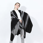 Fashionable Jacquard Silk Imitationcashmere Split Cape Scarf