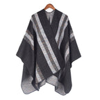 Fashionable Jacquard Silk Imitationcashmere Split Cape Scarf