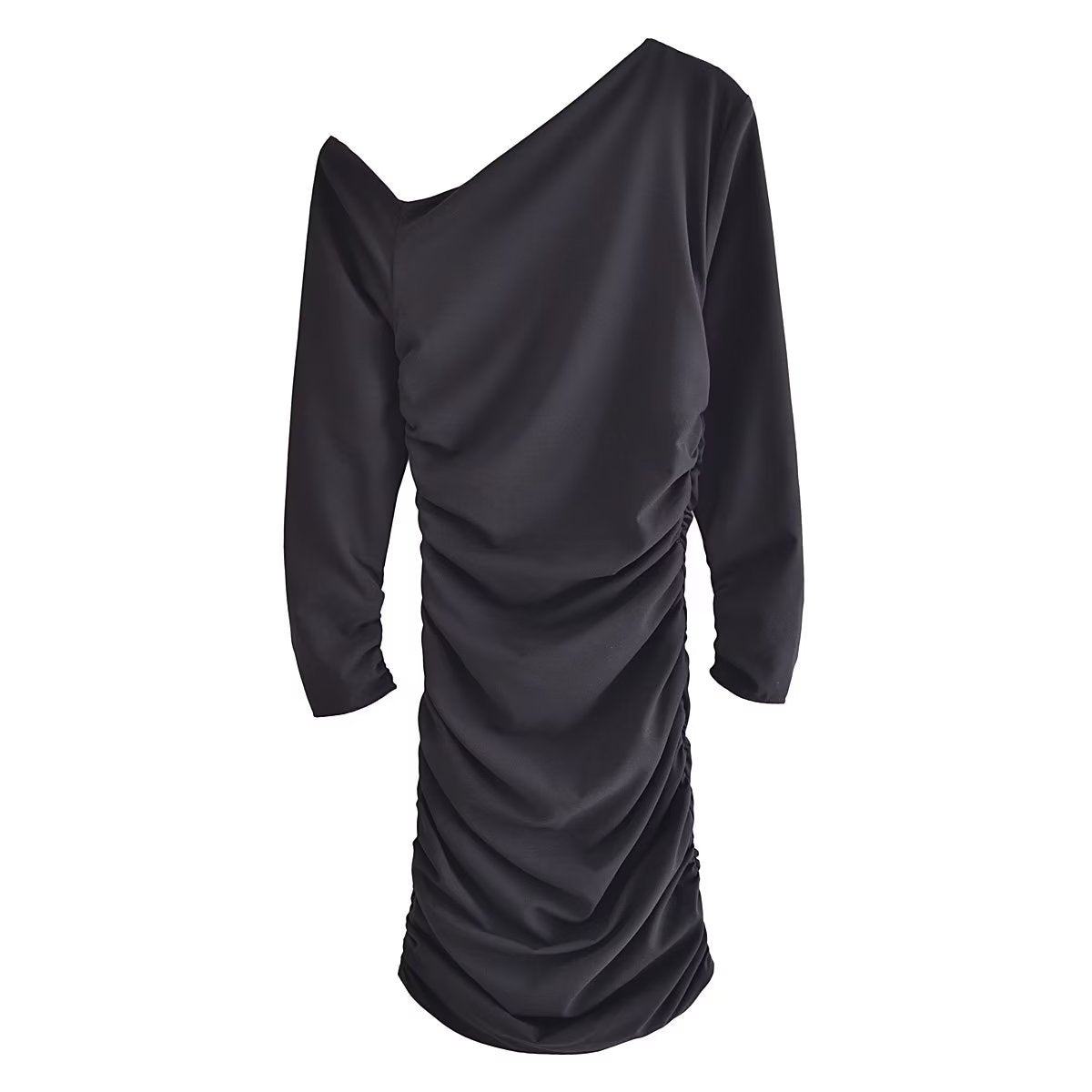 Fall Women Clothing Fold Asymmetric Dress
