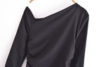 Fall Women Clothing Fold Asymmetric Dress