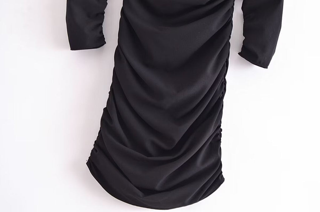 Fall Women Clothing Fold Asymmetric Dress