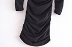 Fall Women Clothing Fold Asymmetric Dress