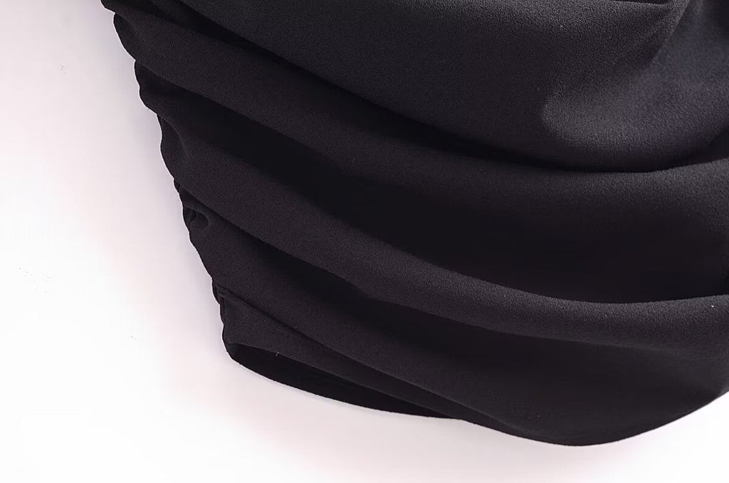 Fall Women Clothing Fold Asymmetric Dress