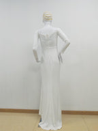 Autumn Women Clothing Off Shoulder Lace Long Sleeve Dress Mop Wedding Dress