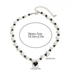 Crystal Heart Pearl Bead Choker Necklace