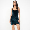 Jemima Teal Velvet Mini Dress