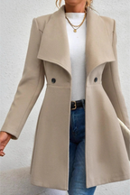 Solid Lapel Double-Breasted Thickened Wool Blend  Overcoat