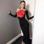 Tube Top Dress Slim Fit Backless Decorative Floral Split Dress