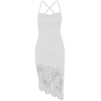 Lace up open back cowl neck satin dress