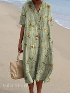 Ramona Statement Floral Print Cotton and Linen Dress Boutique Collection