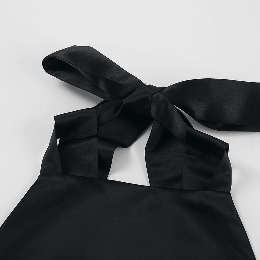 Bow Gate Mini Dress Black
