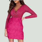 Celia Statement Sequin Dress with V Neck Chic Silhouette Collection