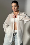 Solid Button-Down Collar Lightweight Casual Chic Blouse