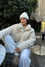 Short Faux Sherpa Fleece Coat
