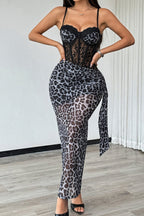 Sexy Leopard Print Lace Tube Top Bodycon Dress