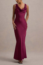 Elegant Satin Mermaid Backless Bodycon Dress