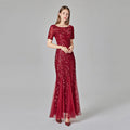Plus Size Evening Dress Version Sequin Mesh Fishtail Slim Fit
