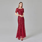 Plus Size Evening Dress Version Sequin Mesh Fishtail Slim Fit