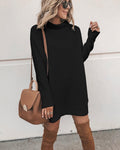 Marcelle Mock Neck Knit Dress Black