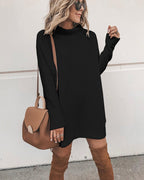 Marcelle Mock Neck Knit Dress Black