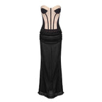 Apricot Mesh Black Chiffon Dress Two Piece Set Skirt Sets