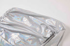 Slant Shoulder Asymmetrical Design Pleated Slim Fit Hip Silver Dress
