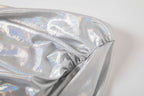 Slant Shoulder Asymmetrical Design Pleated Slim Fit Hip Silver Dress