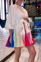 Florcoo Colorful 3/4 Sleeve Mini Dress