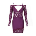 Lace Lace Spaghetti Strap Long Sleeve Bandage One Piece Dress Short Two Piece