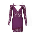 Lace Lace Spaghetti Strap Long Sleeve Bandage One Piece Dress Short Two Piece