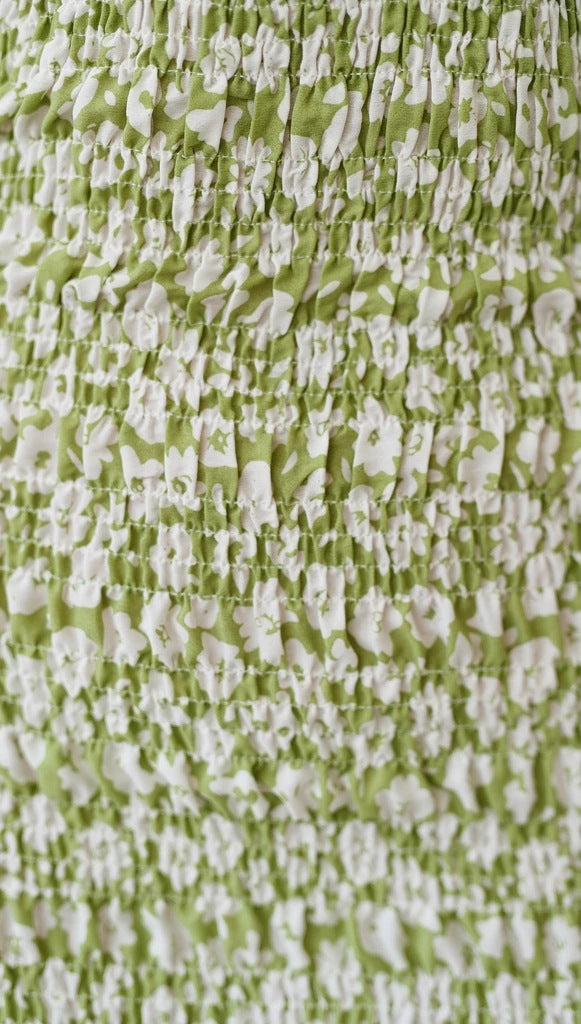 Lay Low Smocked Gingham Tie Front Dress Sage